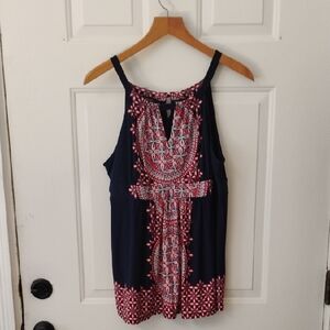 Elegant Navy and Red Women's Tank Top